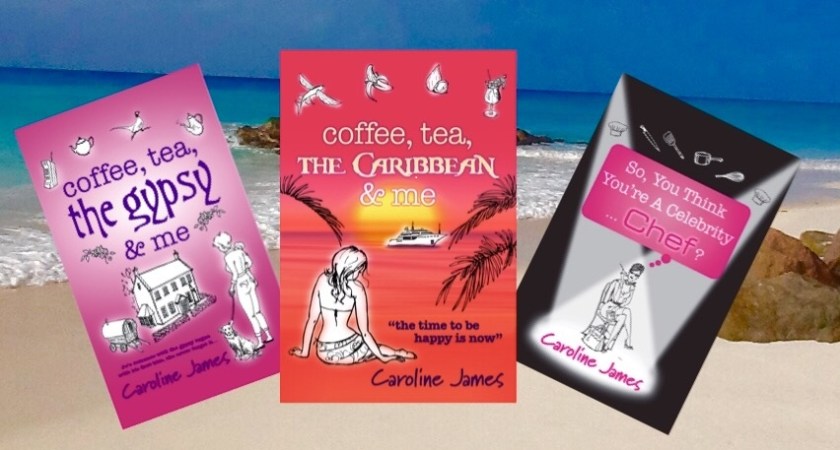 CJ Books on beach background