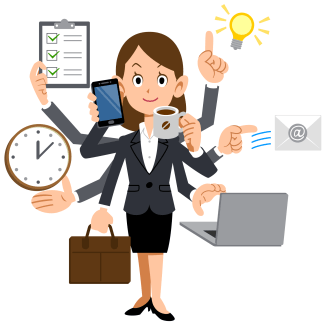 woman-cartoon-busy-png